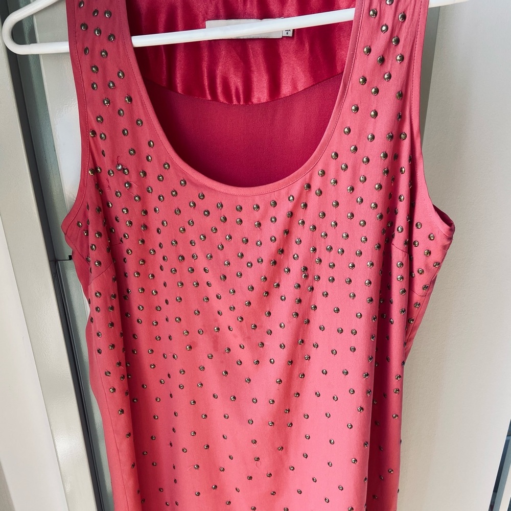 Reiss pink fun dress with sewn on gold studs
